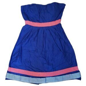 Francesca's Blue Strapless Retro Fit&Flare Dress Size Large